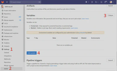 Adding Gitlab Variables