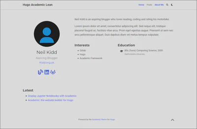 About Me page